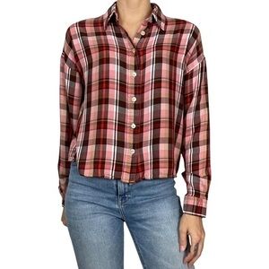 Aritzia Wilfred Free Checked Plaid Long Sleeve Button Up Shirt XXS